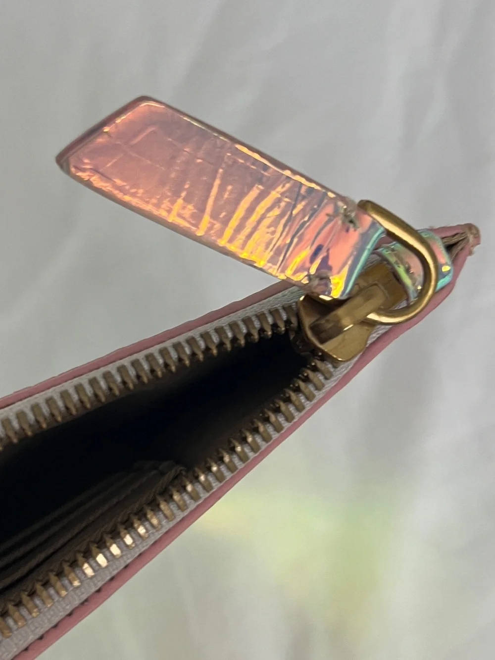 JCrew Iridescent Pink Zip Pouch Women’s Clutch - never used !